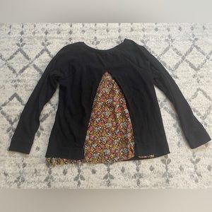 LOFT Black Pullover Sweater with Floral Back, Medium
